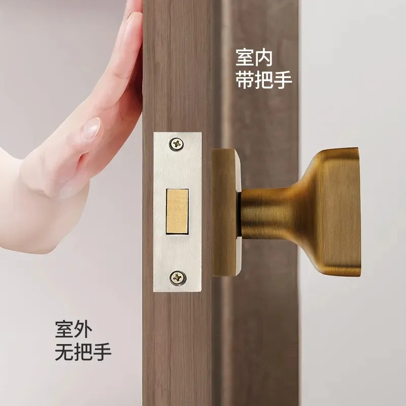 Walnut Invisible Lock for Wooden Door Single Side Handle Hidden Door Hardware for Bedroom Indoor Background Wall Unilateral