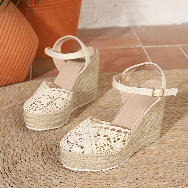 

XMWRLW Summer Women's Wedges Sandals Platform Shoes Fashion High Heels Ankle Strap Female Summer Sandals Shoes Plus Size 43