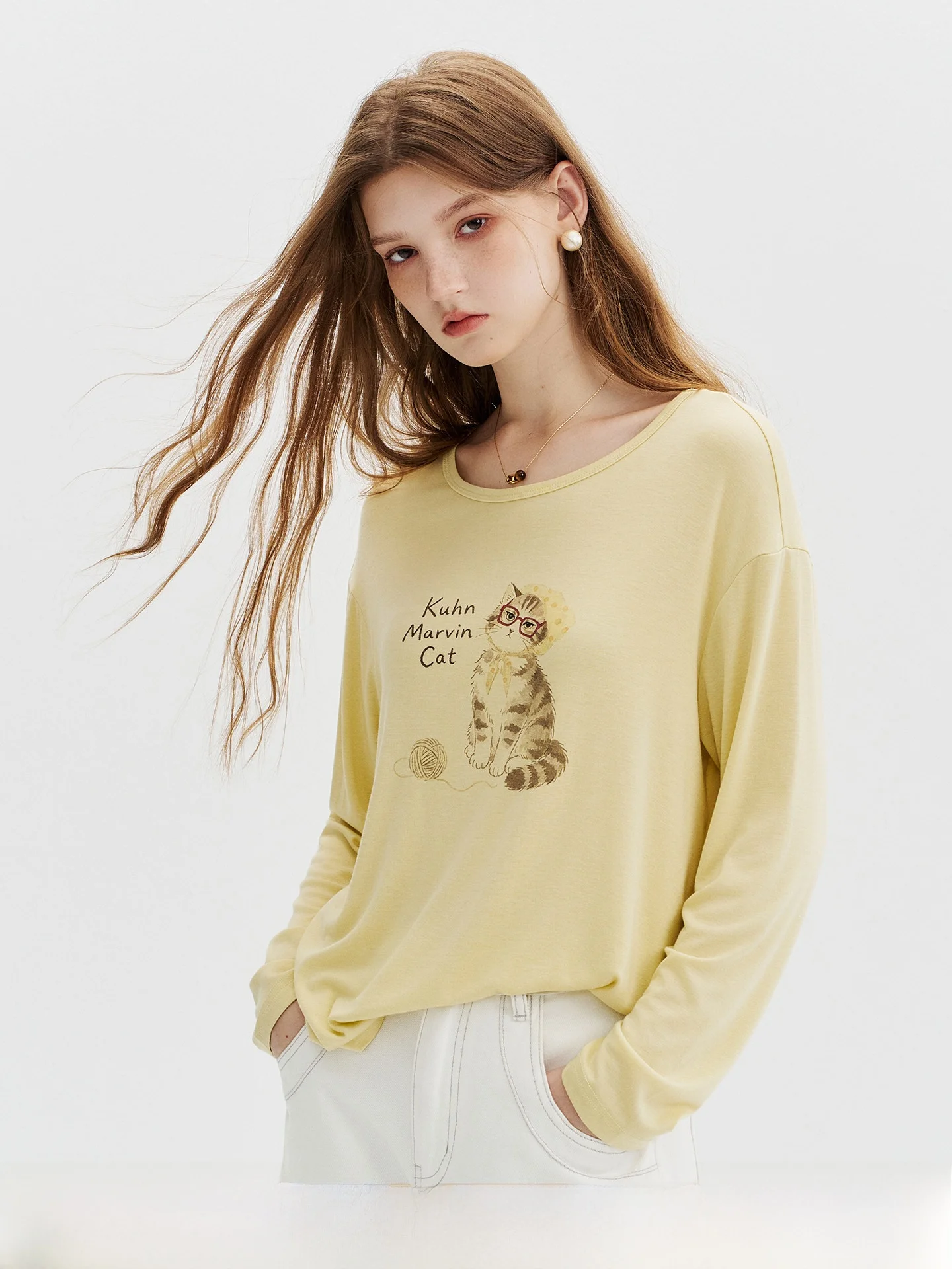 Long Sleeve Knitted Rabbit Fur T-Shirt Women's Loose Thin Air Conditioning Shirt Casual Style Summer Fashion Youth Trend