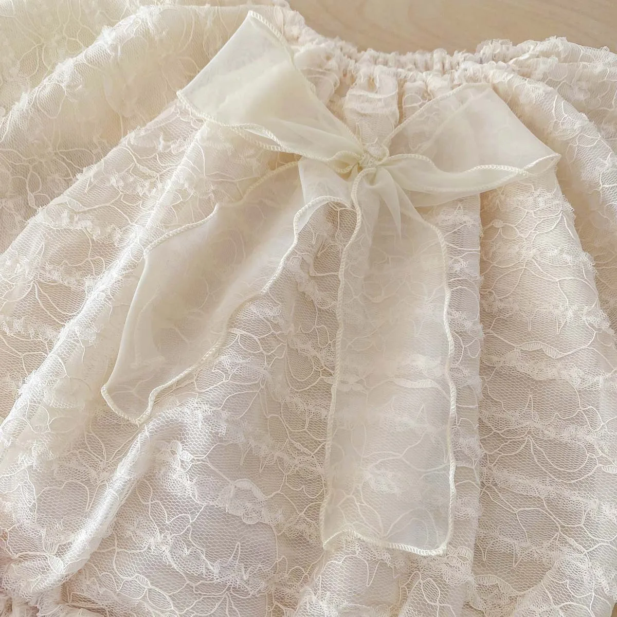 Ins Korean Spring Infant Girls Bodysuit Cotton Lace Tulle Knotbow Long Sleeve Baby Girls Rompers Princess Newborn Girls Jumpsuit