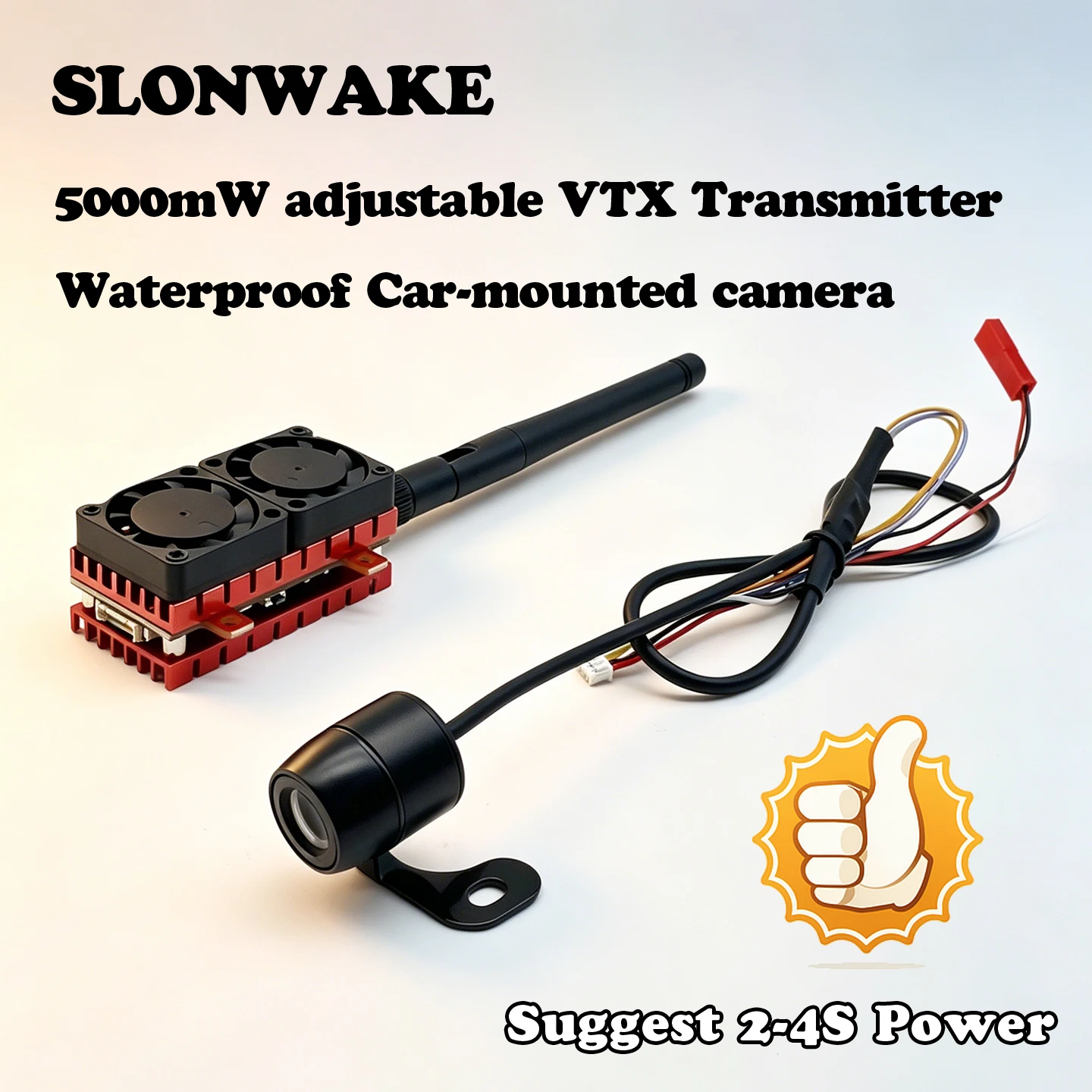 Over 30km FPV Suit 5.8G 48CH 5000mW FPV VTX Transmitter and AIO 170° waterproof Car-mounted fpv camera for Long Range FPV Drone