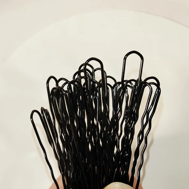 50 Pieces U-Pin Hairpin Simple Black Hairpin, No Paint, No Deformation, Invisible Hairpin for Women Bridal Hair Pin