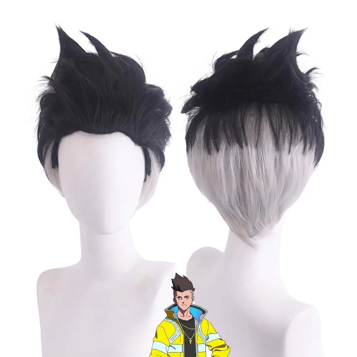 Men Cyberpunk Edgerunners Martinez David Cosplay Short Black Gray Heat Resistant Hair Wig