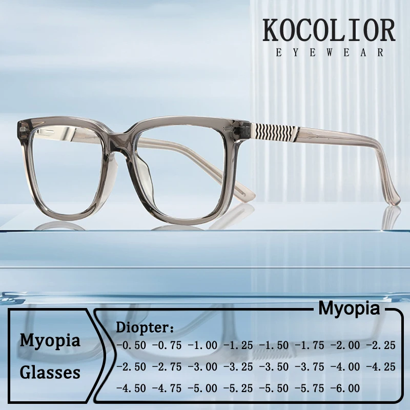 

Brand Design Square Frame Legs Insert Metal Myopia Glasses Prescription Photochromic Anti Blue Light Shortsight Men Eyewear