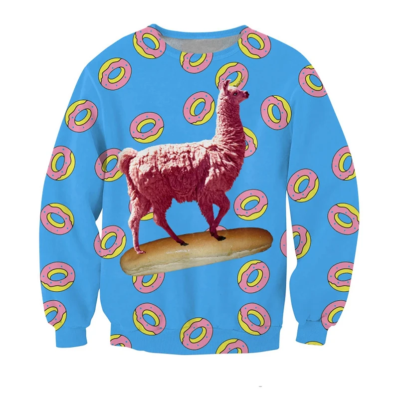 

2025 новые модные забавные толстовки с жареной курицей, уличные повседневные толстовки с 3D принтом гамбургеров для мужчин и женщин, одежда с круглым вырезом