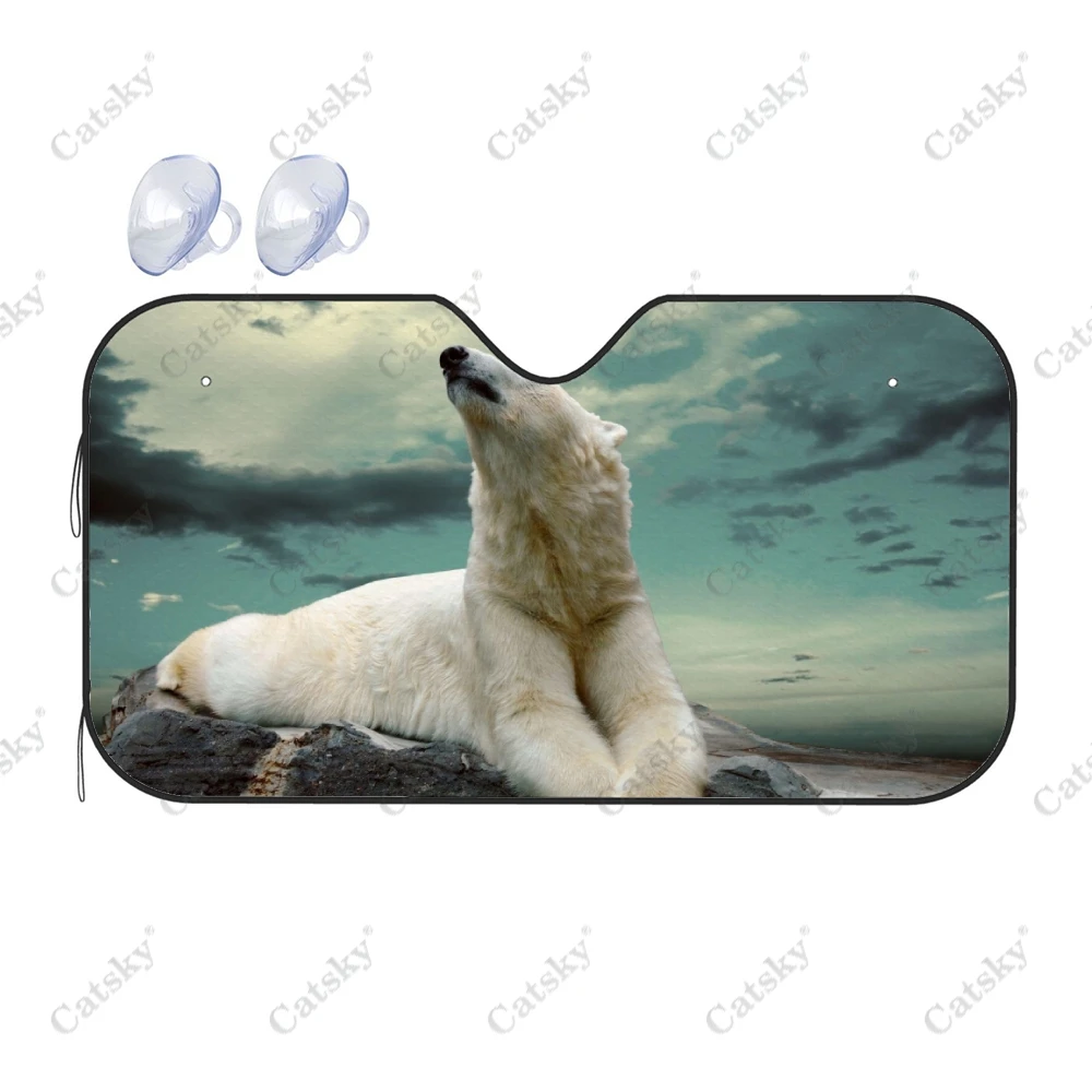 Cute Polar Bear Animal Car Auto Accessories Windshield Sunshade Foldable Sunvisor Protect UV Sunshade Visor Shield for SUV Cool