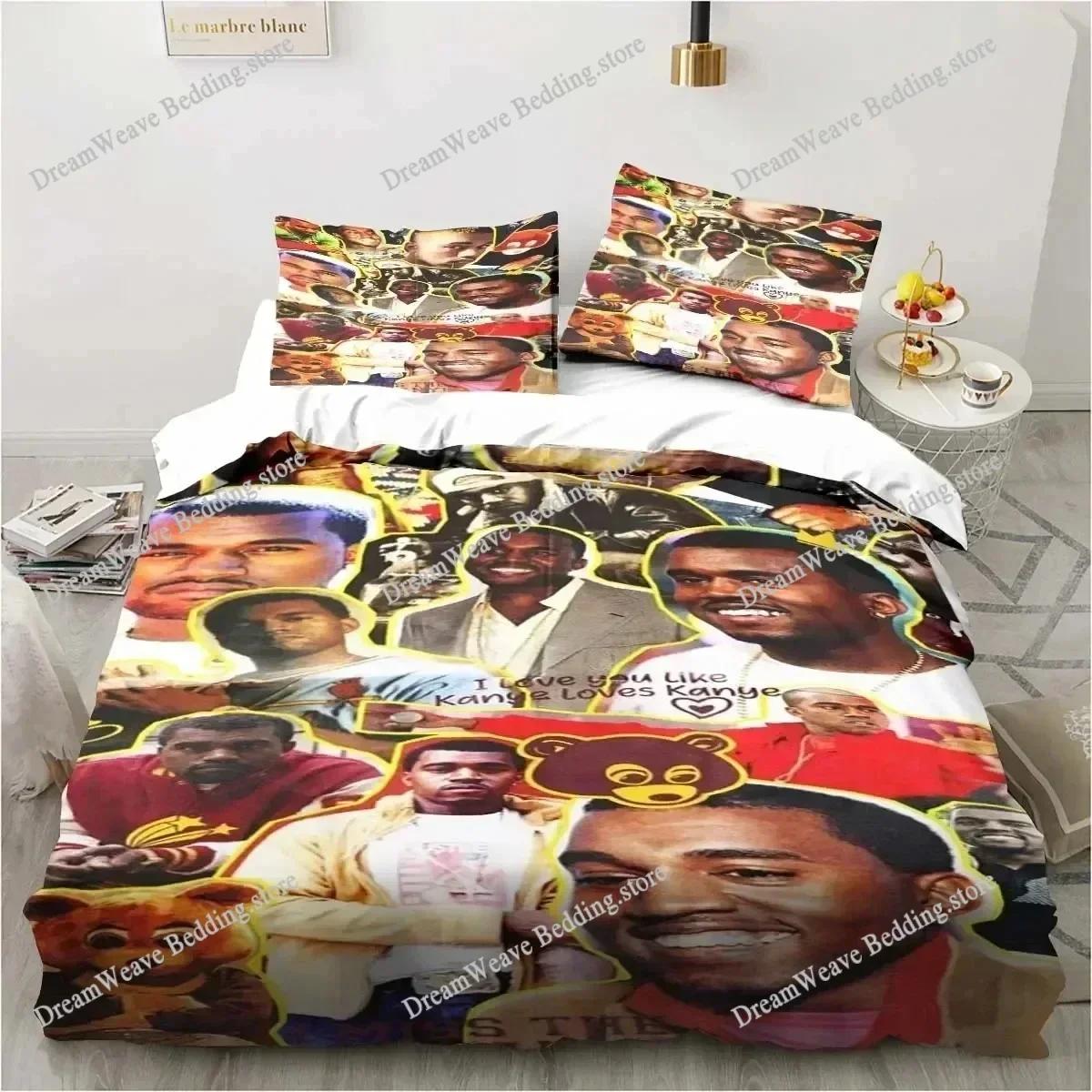 3D Rapper Kanye West Bedding Set Duvet Cover Bed Set Quilt Cover Pillowcase Comforter King Queen Size Boys Adult Bedding Set5929
