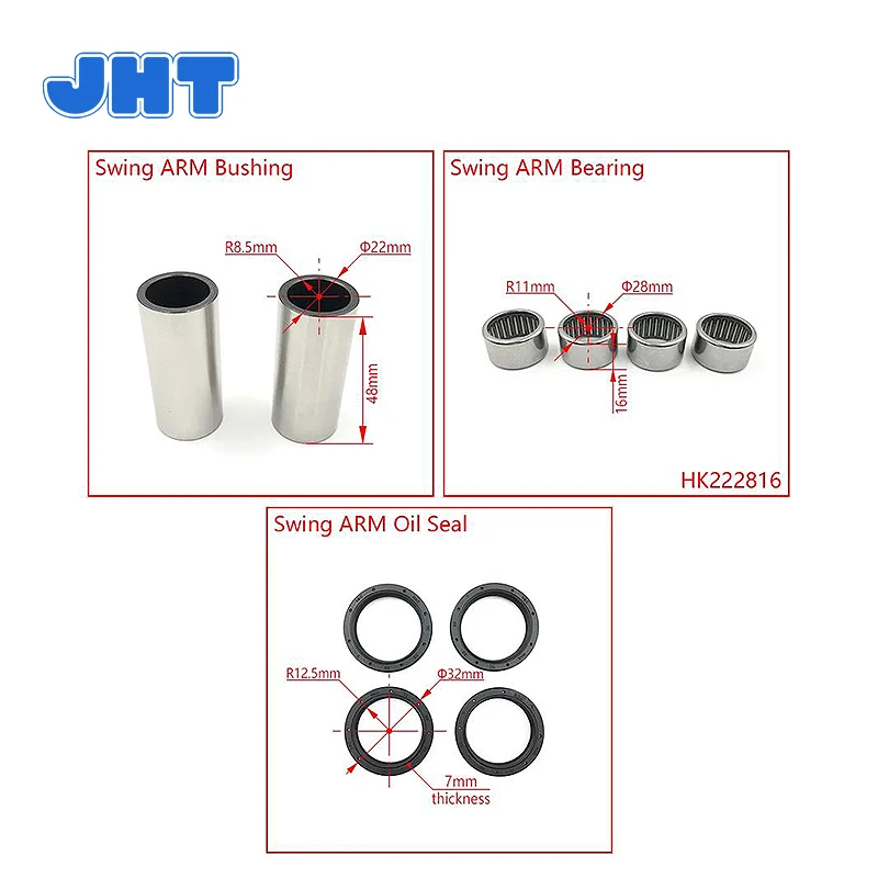 JHT Motorcycle New Swing ARM Maintenance Kit Roller Needle Bearing Oil Seal Bushing For KTM EXC SXF XCF HUSQVARNA FC FE TC TE