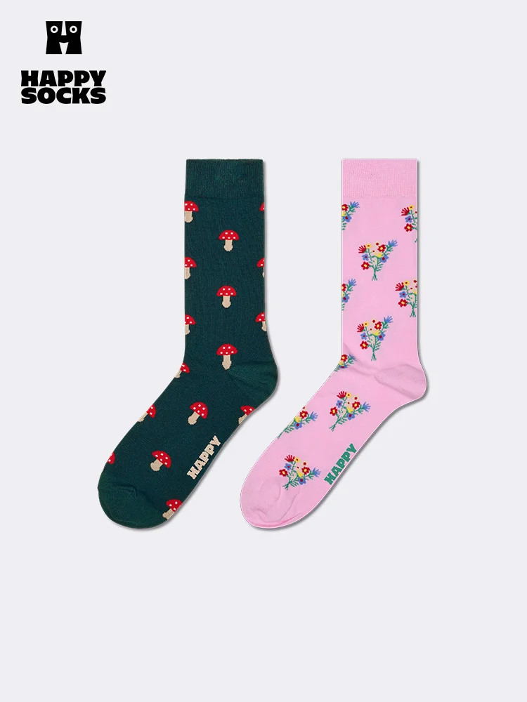 2026 New Happy Socks Creative Plant Pattern Mid-Calf Personality Socks Versatile Comfortable Breathable for Men And Women