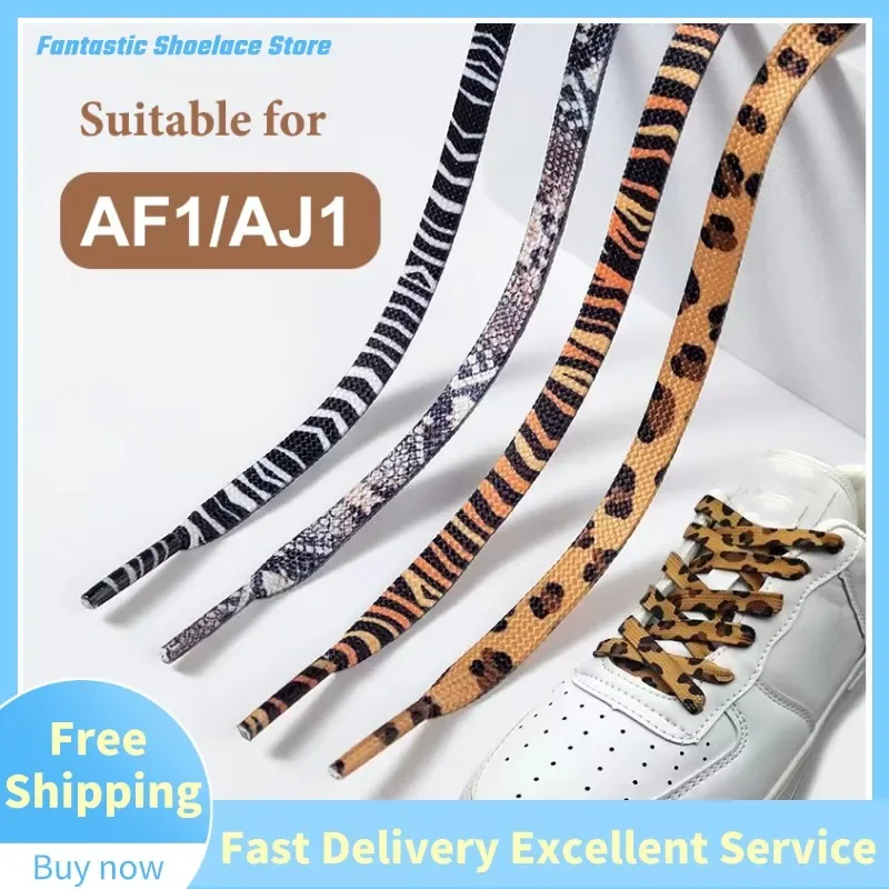NEW Animal Patten Sneakers Canvas Shoe Lace Newest Classic Leopard Print Shoelaces Flat Leopard Zebra Tiger Snake Shoelaces image 3