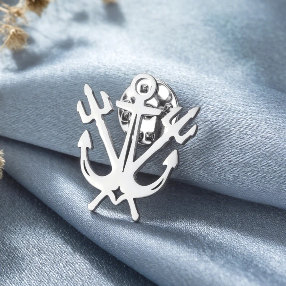 Dawapara Vintage Anker Dreizack Brosche Nordische Mythologie Anstecknadeln Edelstahl Punk Party Accessoires – Detail 8