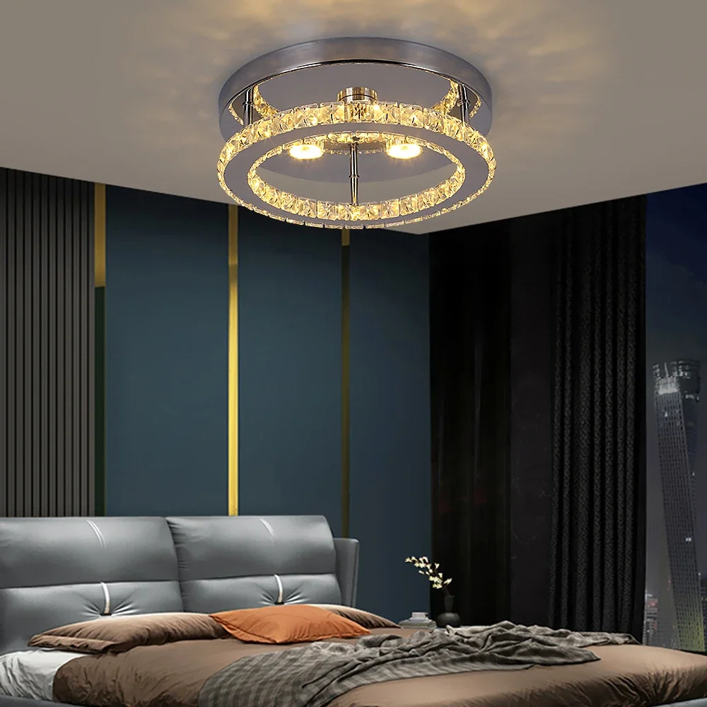 Led K9 Crystal Ceiling Lamp Bedroom Kitchen Cricle  Chandelier LightCristal Lustre Home Decora 110V-220V Lighting Fixture