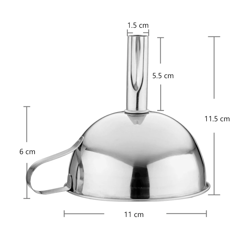 

2pcs Stainless Steel Funnel 13Cm Oil Liquor Strainer Kitchen Household Cooking Tool Wall Mounted Design Smooth Surface