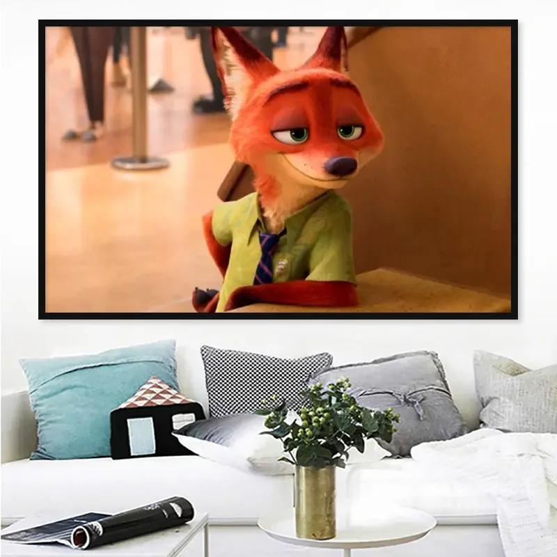 Disney Cartoon Zootopia Crazy Animal City Poster Canvas Painting Judy Hopps Nick Wilde Picture Mural Wall Prints Baby Room Decor