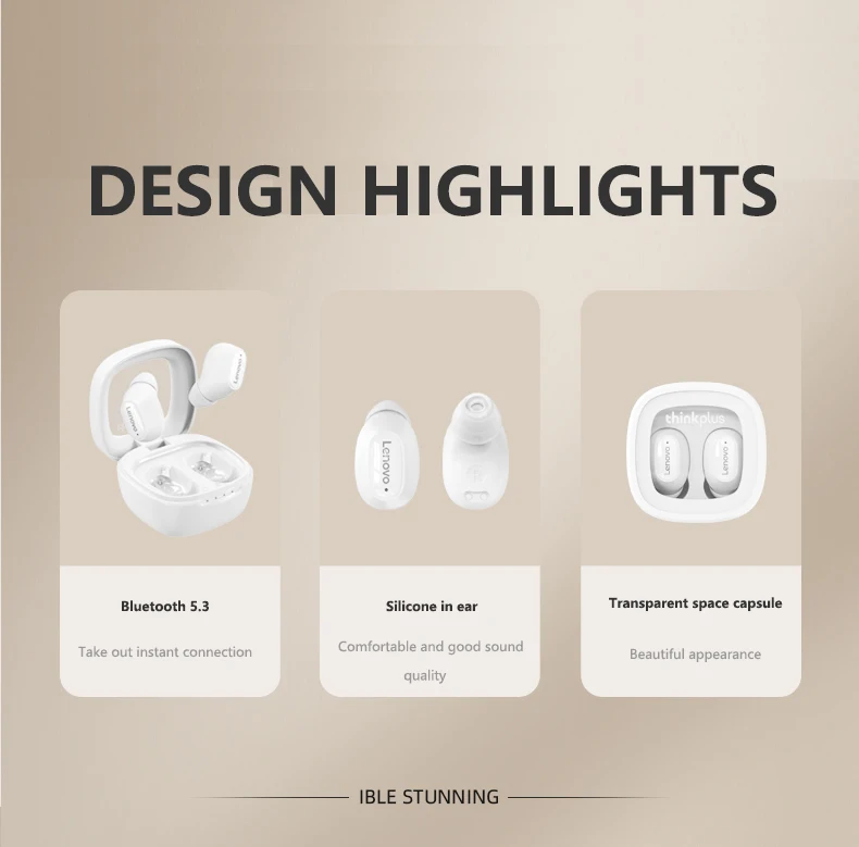 Lenovo XT62 Kopfhörer Bluetooth 5.3 Mini-Ohrhörer, kabellos, HiFi-Sport-Headsets mit Geräuschunterdrückung, mit Mikrofon, Touch-Steuerung, TWS Origina – Detail 2