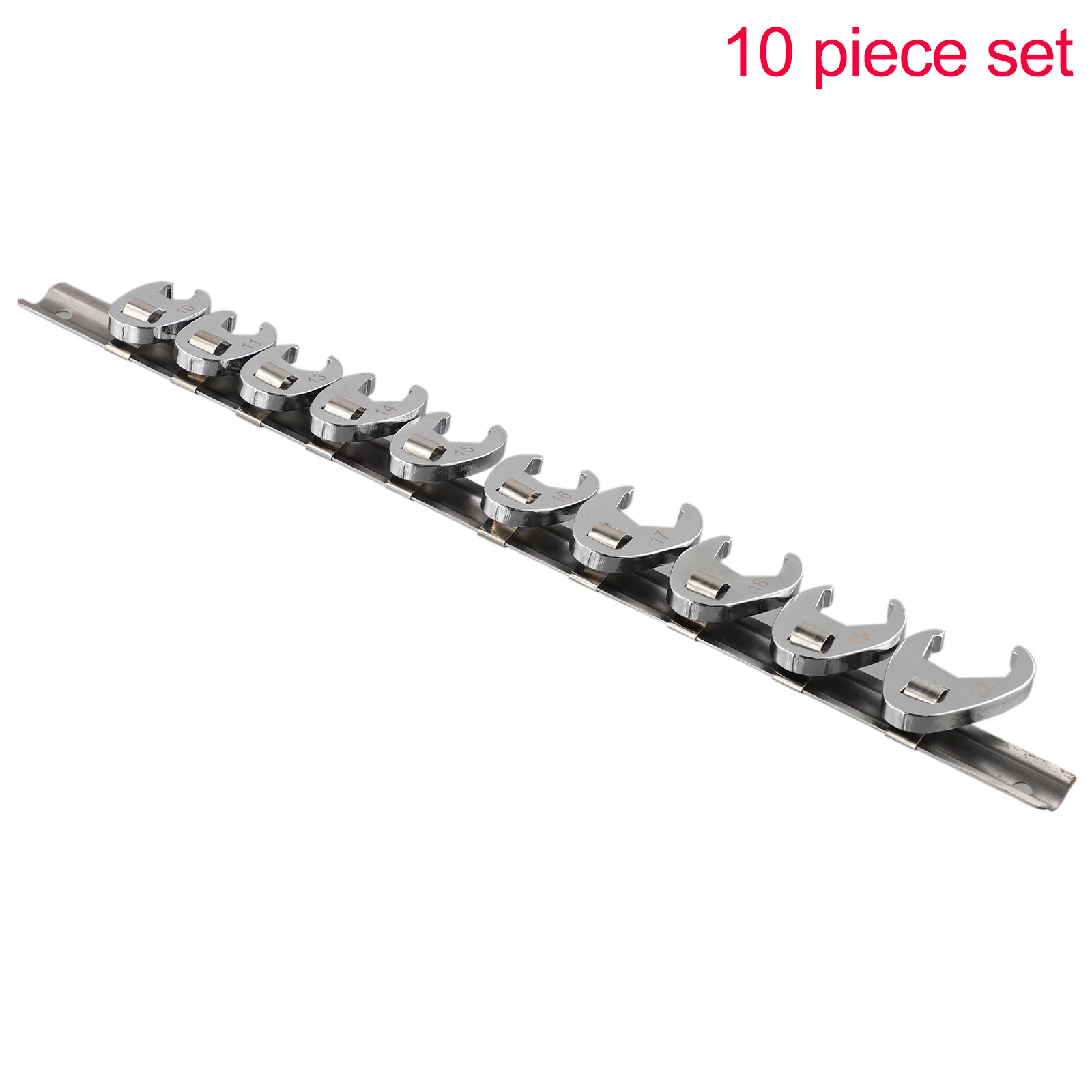 10PCS 3/8 Inch Drive Crowfoot Wrench Set 10 To 22mm Metric Chrome Plated Open End Wrench Flare Nut Head Driver Crowfoot Spanner
