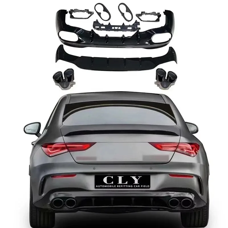 

Diffuser With Exhaust Pipe for W118 CLA Upgrade CLA45 Rear Lip With Tips 2019+