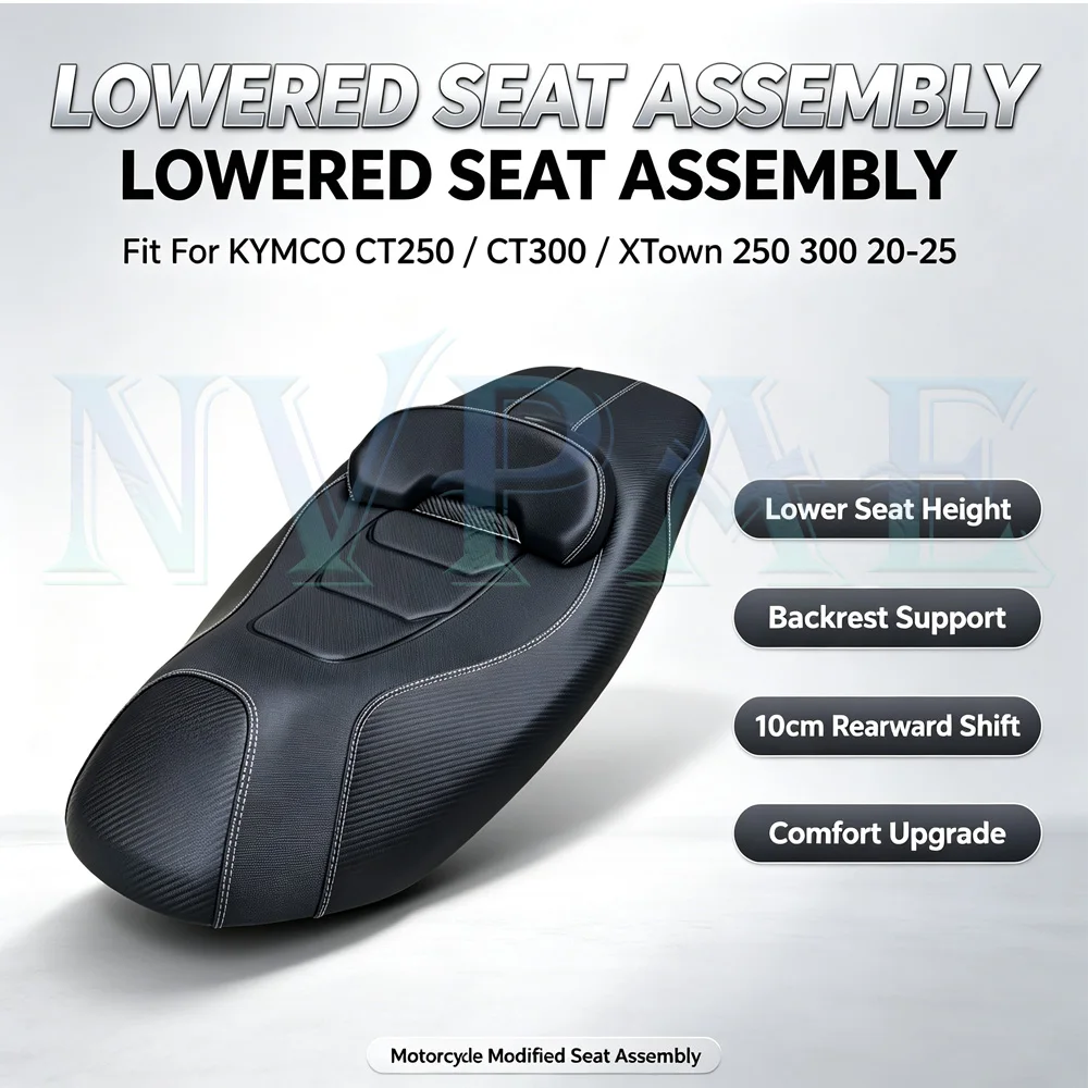 For KYMCO 20-25 CT250 / CT300 / XTown 250 300 Lower Seat Height Backrest Support 10cm Rearward Comfort Modified Seat Assembly