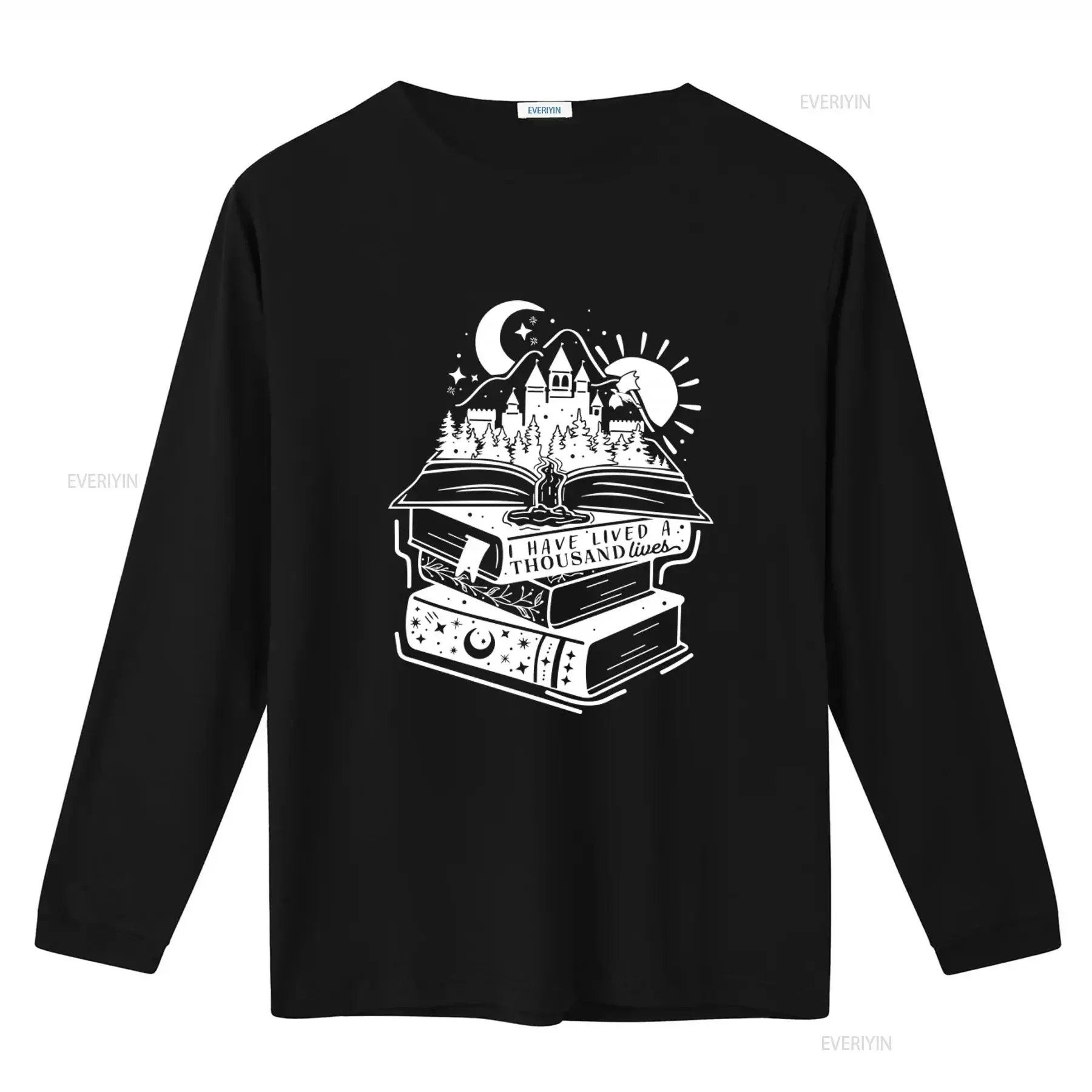 Bookish Quote I Have Lived A Thousand Lives T Shirt for Book Lovers Nerds Worms Bibliophile Booktok Bookstagram Fantasy Castle