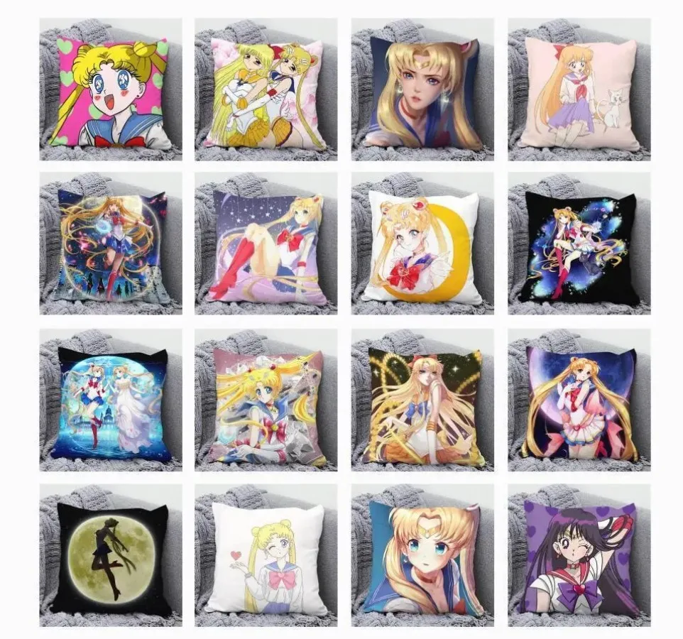 Anime Cartoon Sailor Moon Print Cushion Cover Sofa Home Decor Pillowcase