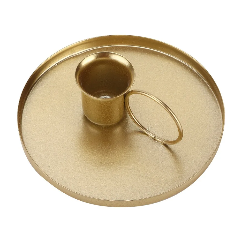2PCS Black Retro Candle Holder Gold Solid Iron Metal Candle Stand With Handle Taper Candle Holder Home Decoration