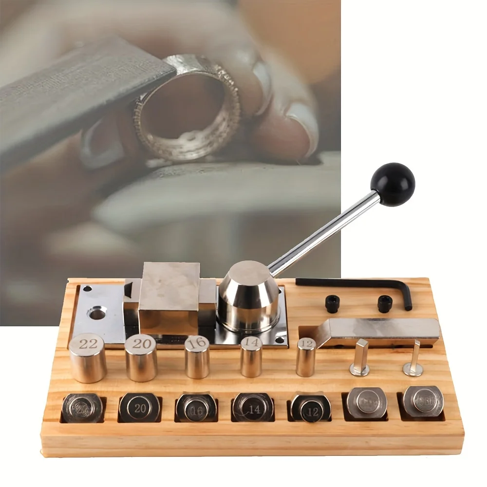 

Ring Bender Machine Multi-Size Wood Ring Clamp Jewelry Vise with Chrome Steel Jaws & Wooden Base Professional Jewelers Tool