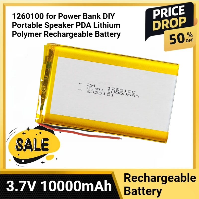 

1260100 Li-Polymer Battery 3.7V 10000mAh for Power Bank DIY Portable Speaker PDA Lithium Polymer Rechargeable Battery