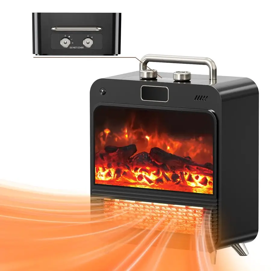 

Fireplace Heater, 3IN1 Portable Fireplace Heaters for Indoor Use, 750 1500W Space Heater Indoor, Realistic 3D Flame, 2 Heating a