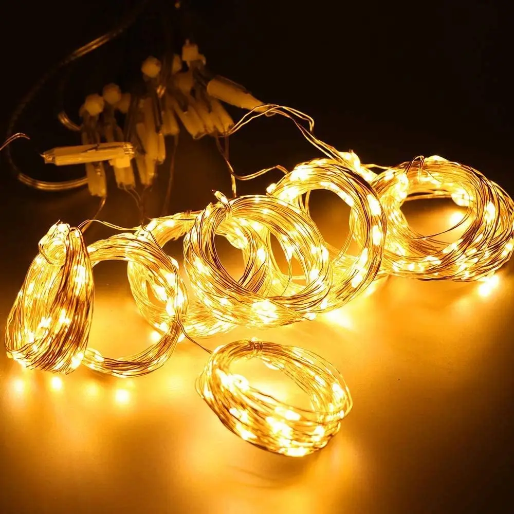 5M/10M USB Fairy String Lights USB Copper Wire Garland With 8 Lighting Modes Remote Control For Living Room Bedroom Home Decor