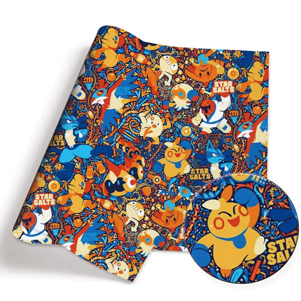 Pokemon Cartoon Fabric140*50cm Handmade Sewing Patchwork Quilting Baby Dress Home Sheet Printed Fabric Fabric Sewing Kids