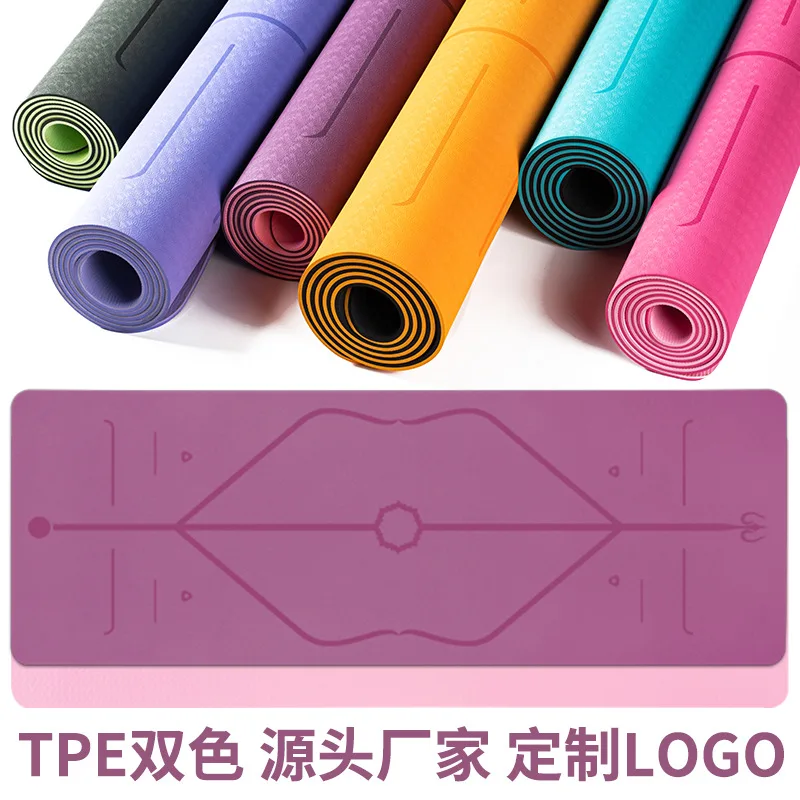 TPEBody Line Yoga Mat Two-Tone6/8mmCustomizationLOGOLarge Number of Double-Sided Gymnastic Mat Monochrome Floor Mats Manufacture