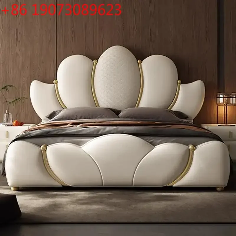 

Изголовье современной двуспальной кровати King Size Frame Queen Полностью кожаная кровать