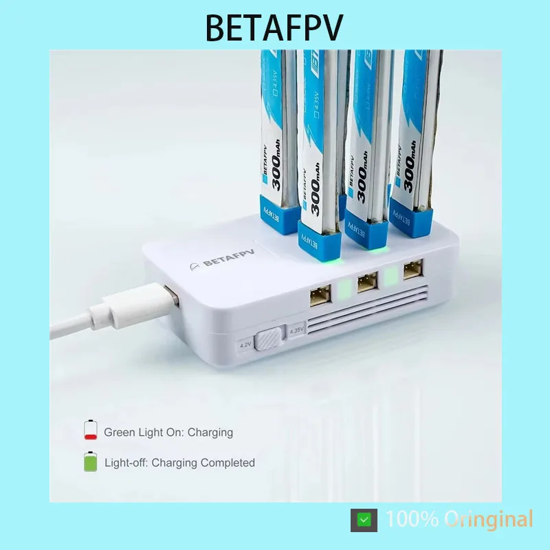 BETAFPV 6 Ports 1S Lipo Battery Charger Type-C Input BT2.0 PH2.0 Connector for FPV Tiny Whoop Racing Drone