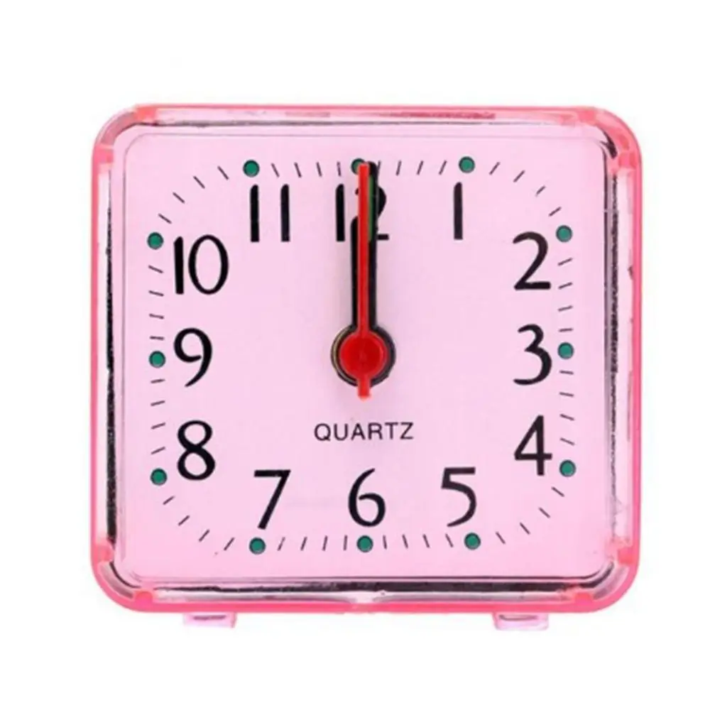 Small Alarm Clock Mute Square Alarm Clock Candy Color Transparent Mini Table Clock Square Stably Stand ​Bedroom