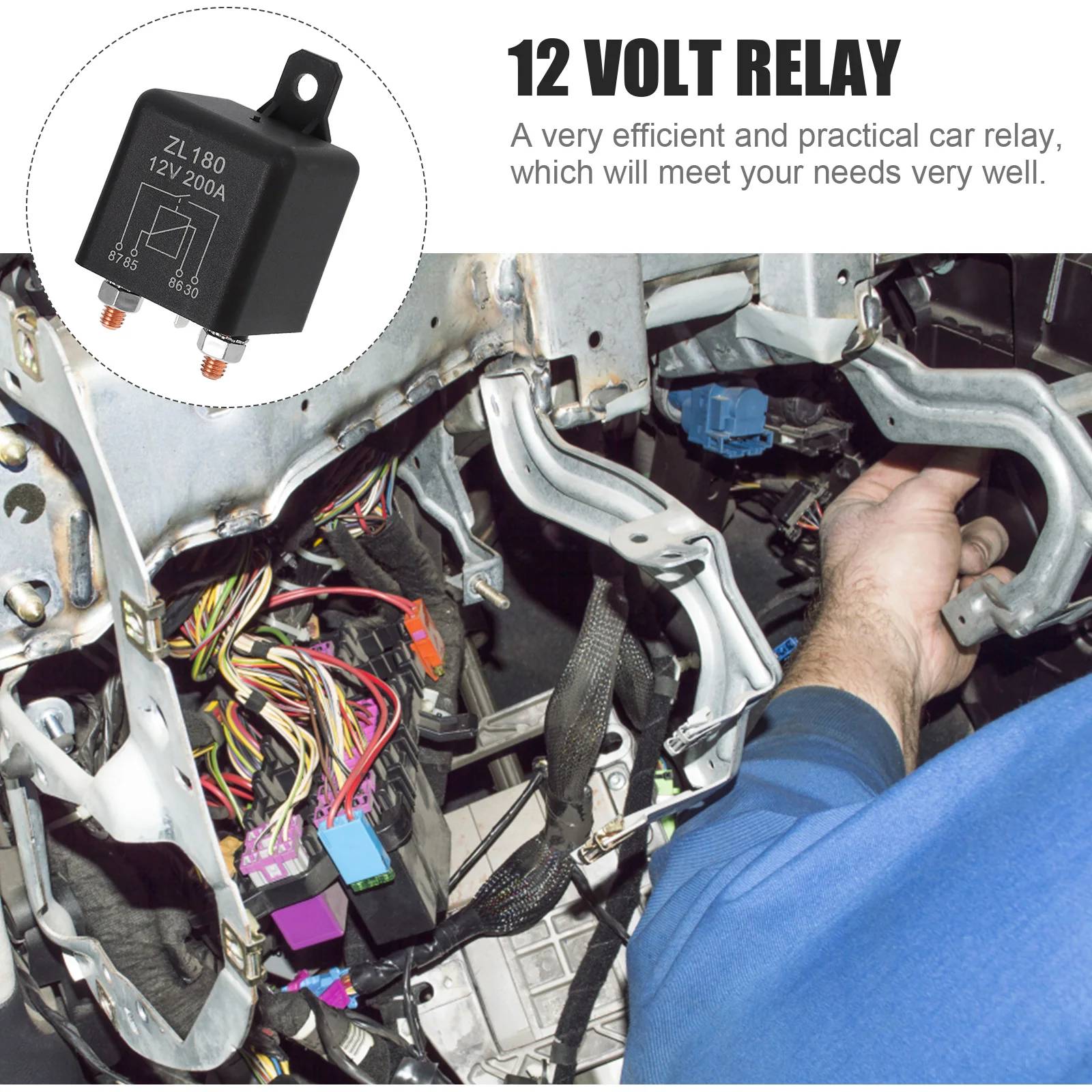 

12V 200A Car Starter Relay ZL180 Model Lightweight Automotive Electrical Power Relay for Boat Car Starter Replacement