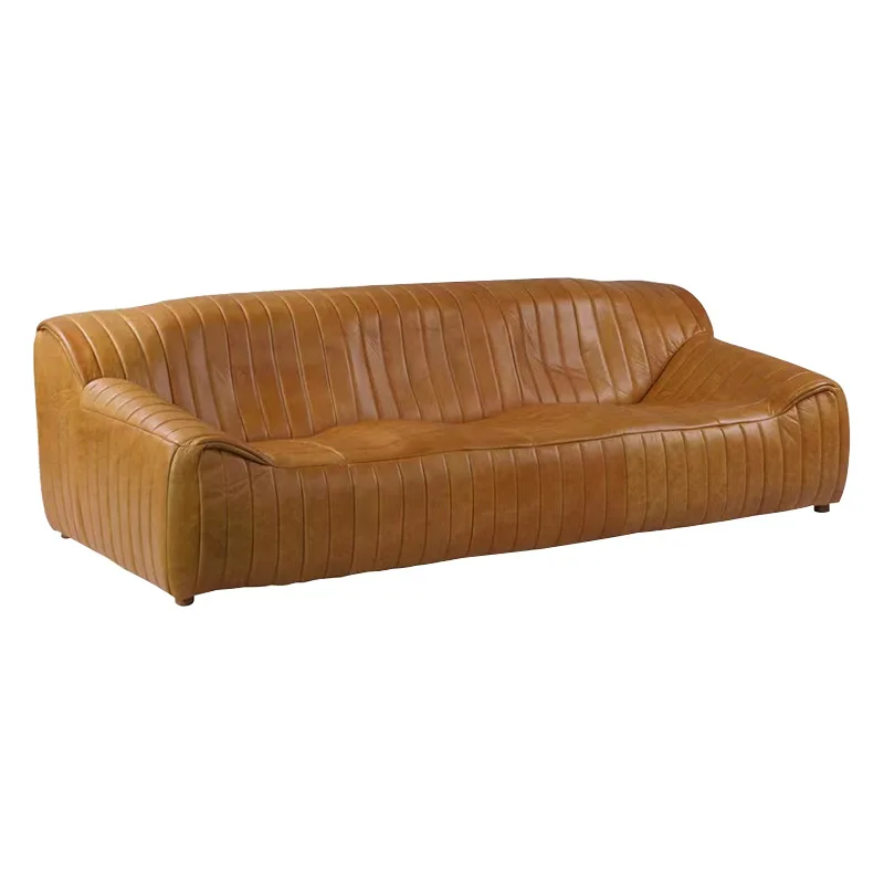 

Leather Sofa Living Room B & B Oil Wax Aniline Leather Caramel Wave Sofa