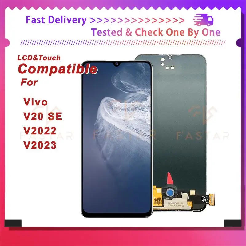 OLED LCD Display Touch Digitizer Assembly, Substituição da tela do telefone, 6.44 ", apto para VIVO V20 SE, V2022, V2023