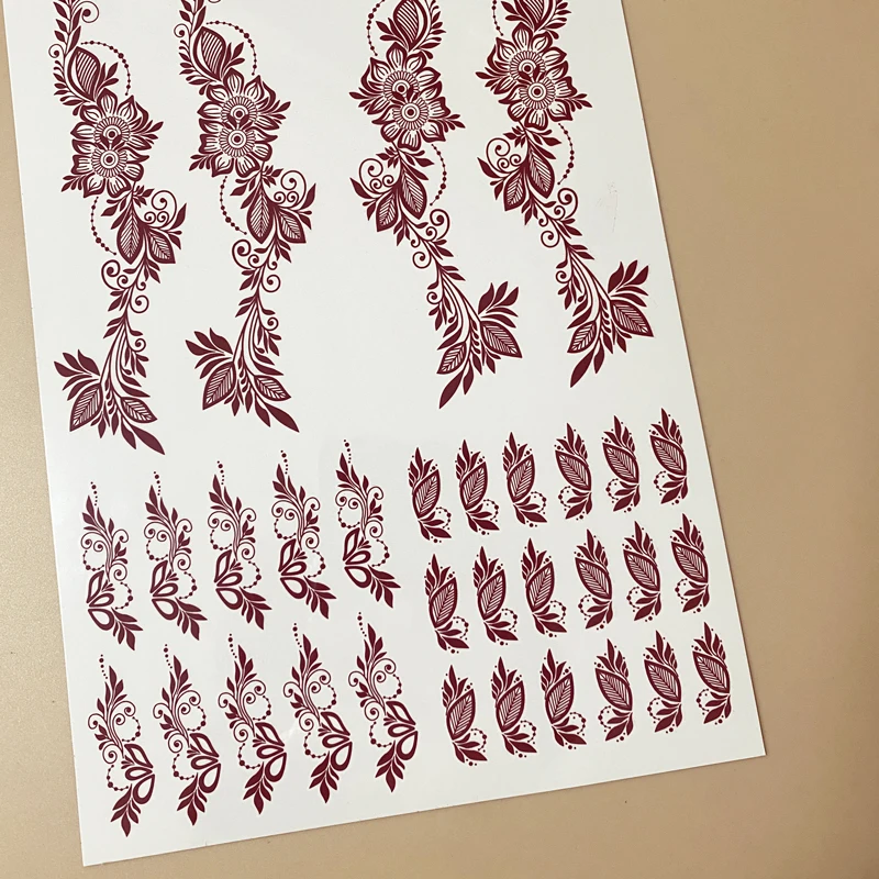 ملصق وشم حناء بني مقاوم للماء للنساء على شكل زهرة موقع قران للفتيات والأطفال وشم مزيف للاستعمال مرة واحدة لأصابع اليد