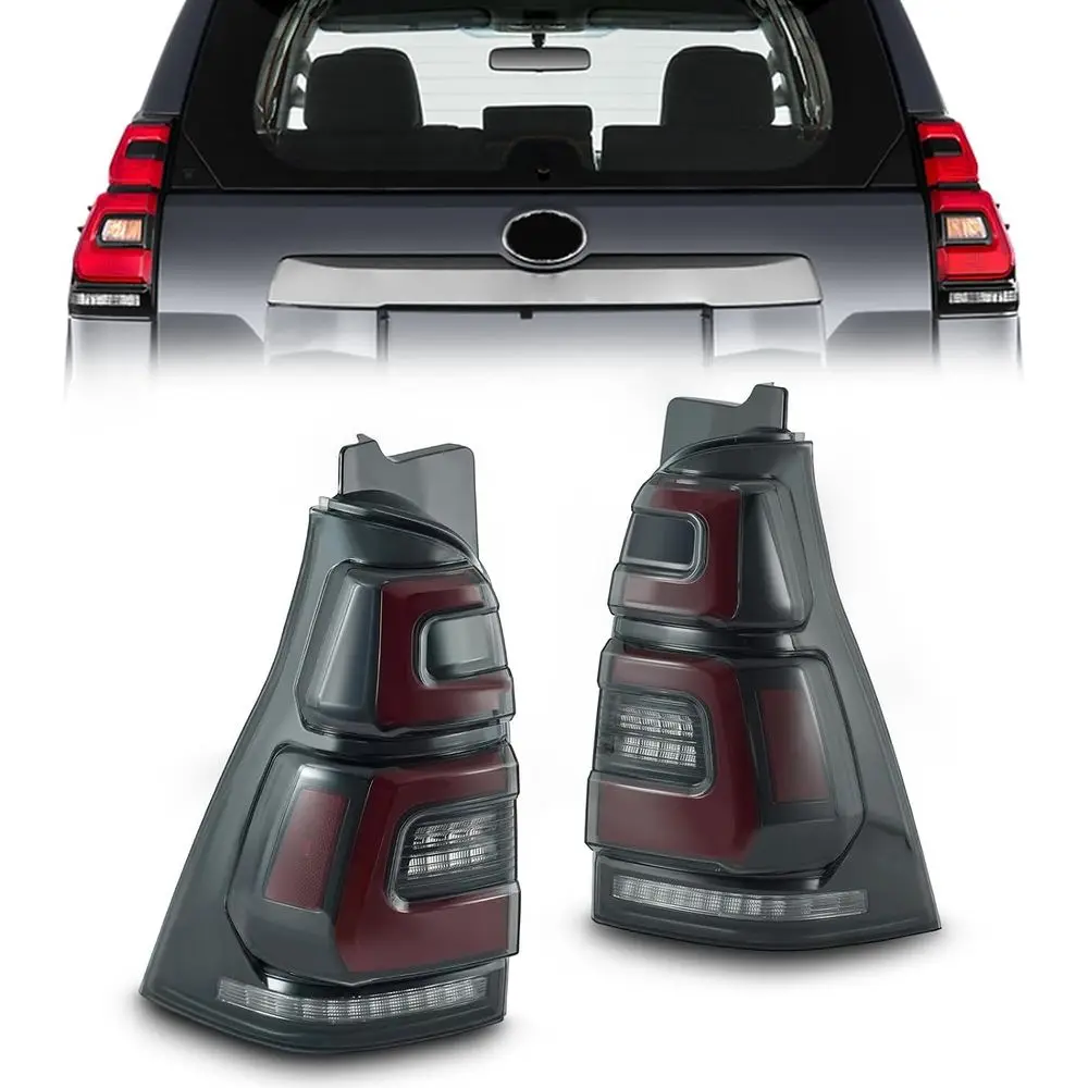 

Pair LED Tail Light Assembly Black Housing Red Compatible with 2003-2009 Toyota 4runner Animation Sequential Rear Tail Lamp