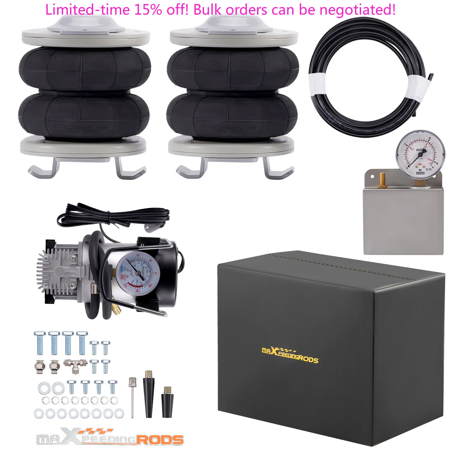 

Maxpeedingrods Air Suspension Spring Bag + 12V Compressor Kit For Fiat Ducato 1994-2024