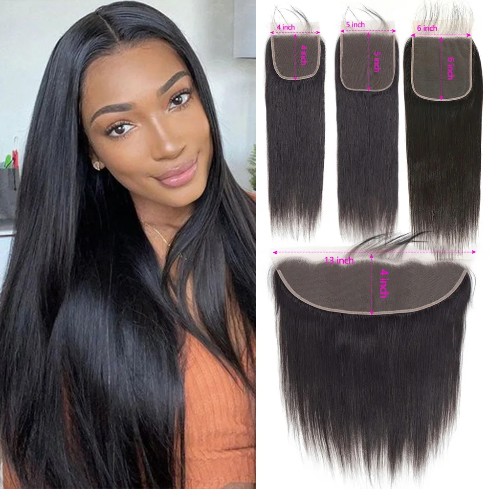 13x4 Ohr zu Ohr Spitze Frontal Verschluss 20 22 24 zoll 4x4/5x5/6x6 Spitze Schließung Menschliches Haar Transparent Vietnames Remy Haar Extensions – Detail 2