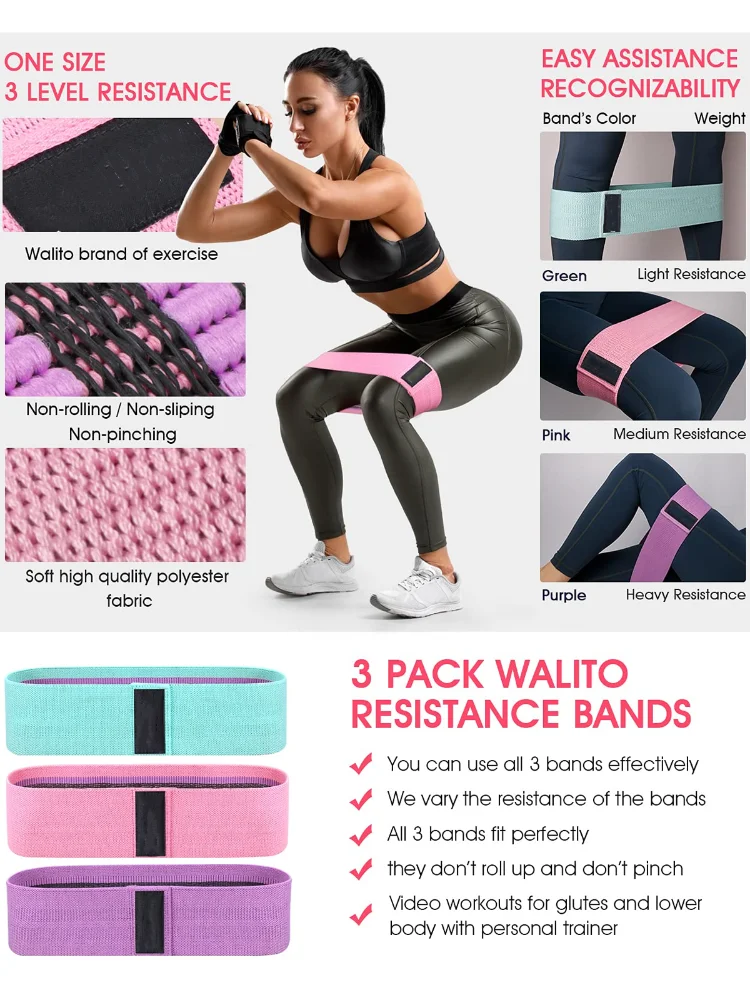 Basic Fabric Resistance Hip Booty Bands Glute Thigh Elastic Workout Bands Squat Circle Stretch Fitness Strips Loops Yoga Gym