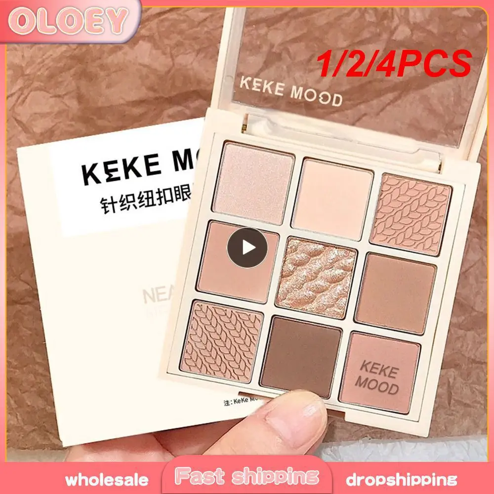 Sombra de ojos de 1/2/4 piezas, brillo suave y duradero, sin polvo volador, lentejuelas, sin maquillaje, sombra de ojos de nueve colores, brillo fino