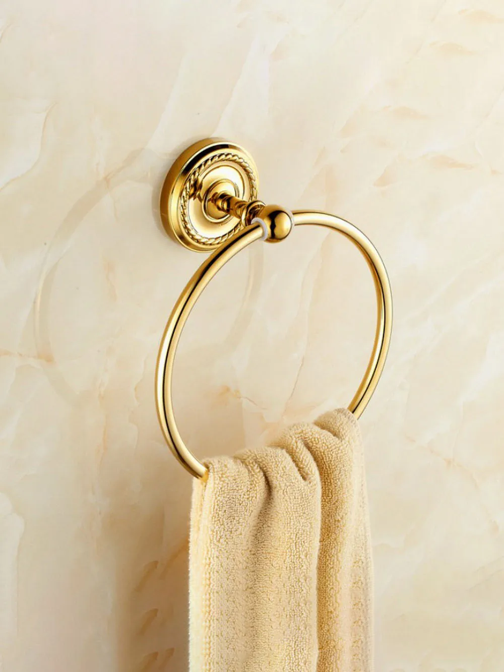 Round Golden brass Finish Solid Brass Gold Color Towel Ring Rack Holder Bathroom Accessory aba605