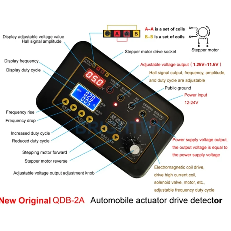 QDB-2A 3A Car Ignition Coil Tester Car Idle Stepper Motor Solenoid Valve Injector Actuator Fault Detector Driver