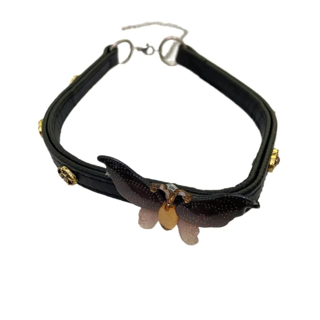 Punk Retro Individuality Gothic Harajuku Sweet Cool All-match Y2k Hottie Butterfly Leather Choker Collarbone chain Pendant