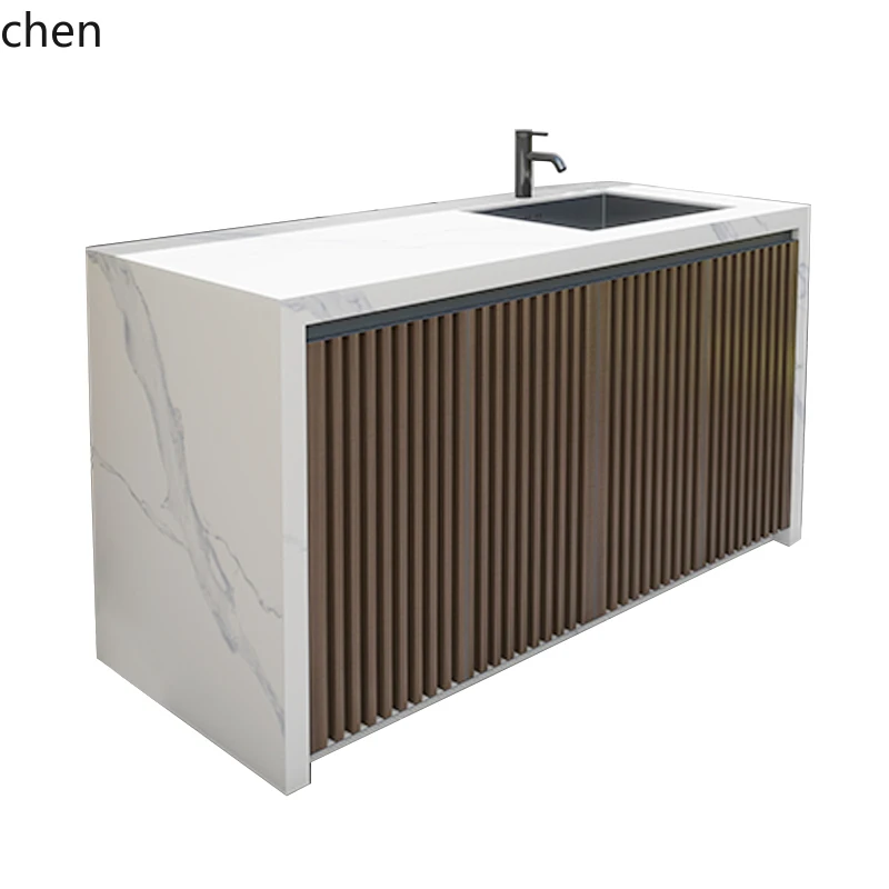 HXL Balcony Bar Slate Dining Table Waterproof Sunscreen Wall Wooden Fence Wash Sink