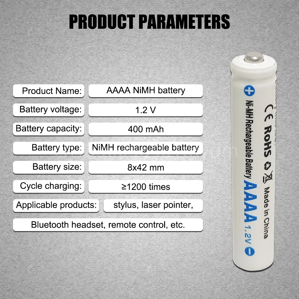 Baterias recarregáveis de 1.2v aaaa 400mah ni-mh para o estilete ativo da pena de superfície com carregador conduzido usb