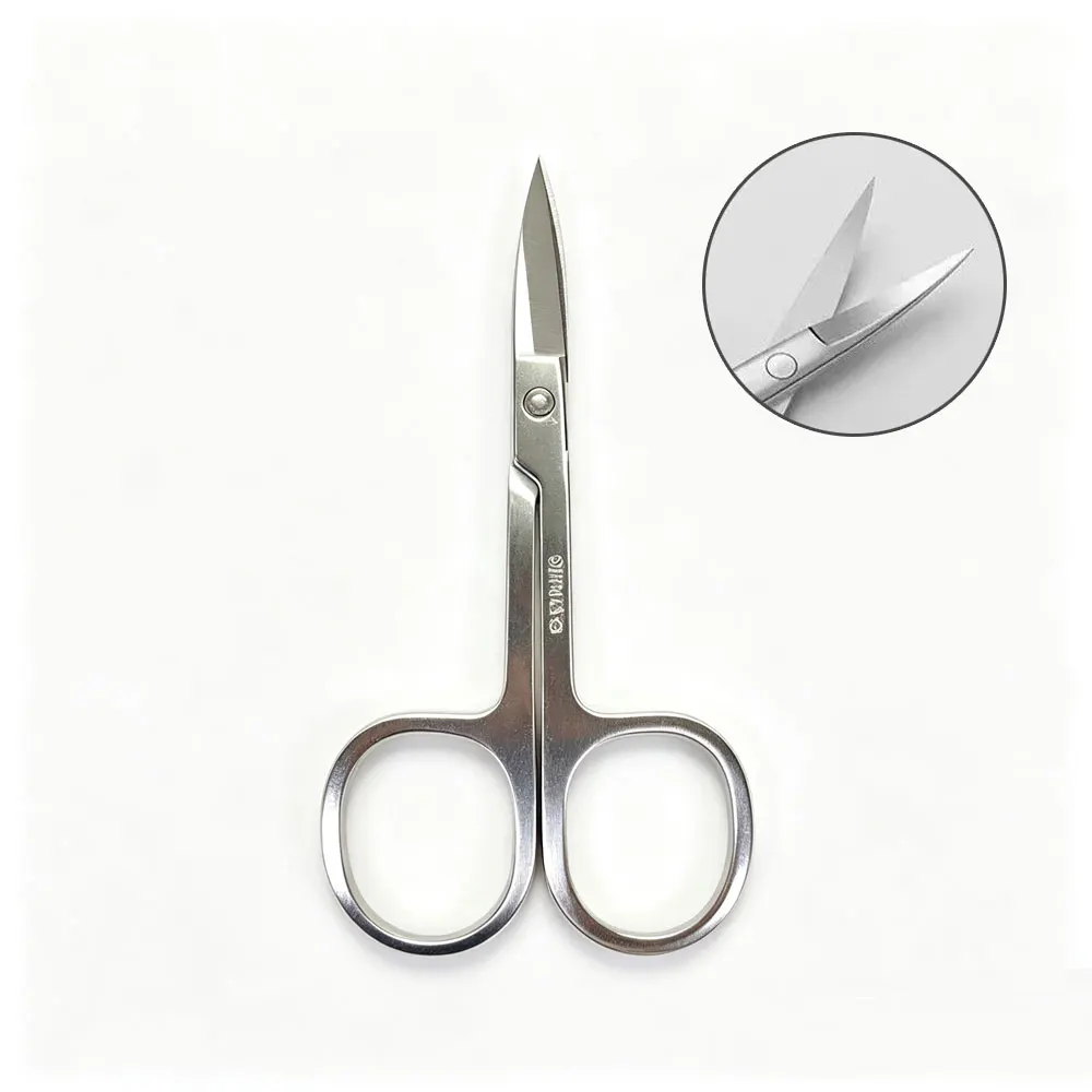2Pcs Stainless Steel Cuticle Nail Clippers Pointed Curved Tip Professional Dead Skin Scissors Multi function Eyebrow Trimming Sh