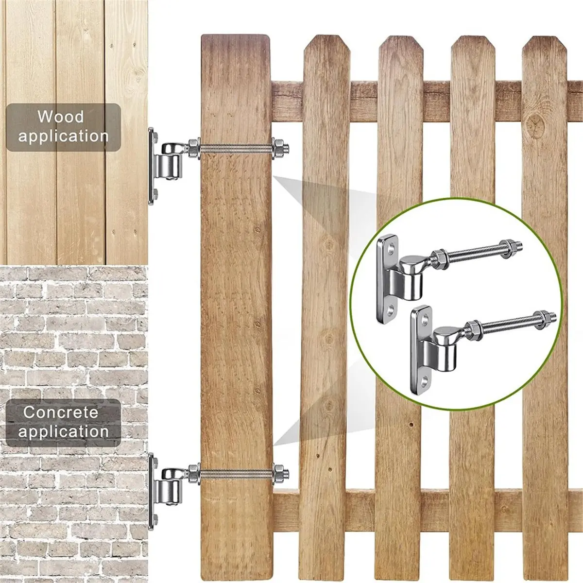 2set 10'' J Bolt Gate Hinge and Wall Mount Hinge Chain-Link Fence Posts, Heavy Duty 304 Stainless Steel